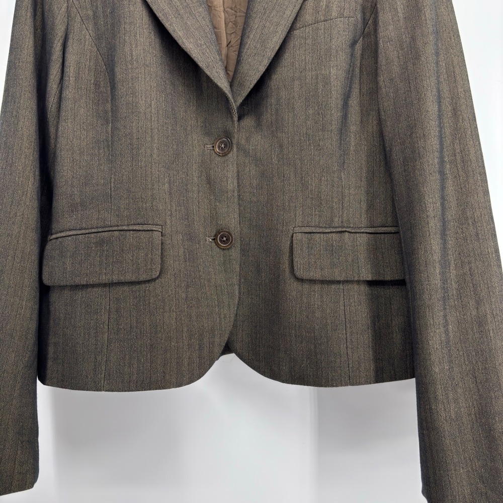 MICHAEL KORS Women Cropped Blazer Size 8 Brown 2-Button Professional Jacket - Picture 4 of 10